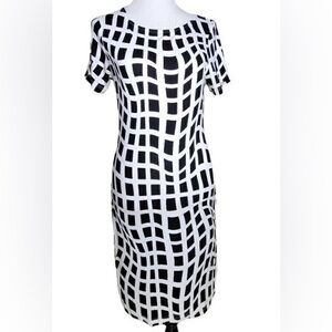 VENUS Black and White Geometric Wedding guest Baptism Dress